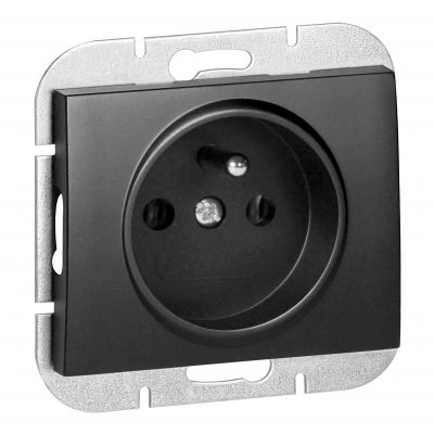 Gniazdo pojedyncze podtynkowe 2P+Z Onyx, 16A, 250V, PT-16O, czarny (OR-OE-7505/B)