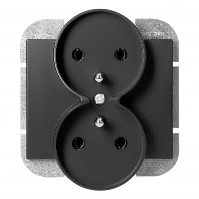 Gniazdo podwójne podtynkowe 2x2P+Z Onyx, 16A, 250V, PT-6OR, czarny (OR-OE-7506/B)