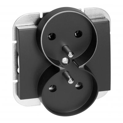 Gniazdo podwójne podtynkowe 2x2P+Z Onyx, 16A, 250V, PT-6OR, czarny (OR-OE-7506/B)