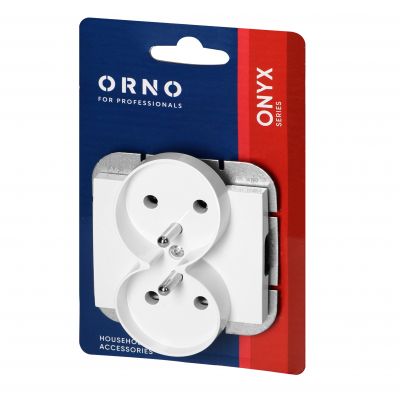 Gniazdo podwójne podtynkowe 2x2P+Z Onyx, 16A, 250V, PT-6OR, biały (OR-OE-7506/W)