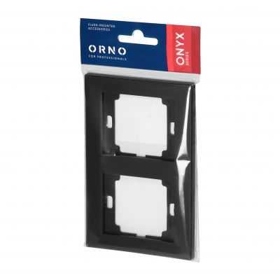 Ramka podwójna pionowa Onyx, Ra-2OP, czarny (OR-OE-7520/2/V/B)