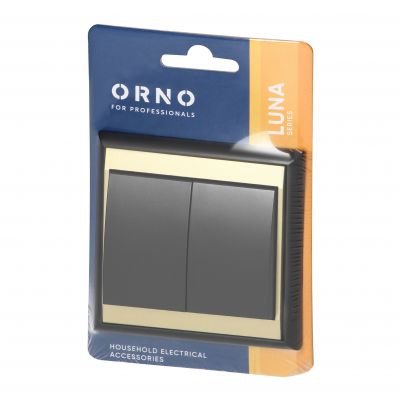 Łącznik podtynkowy świecznikowy Luna, 10A, 250V, WP-2L, czarny/złoty (OR-OE-7601/BC)