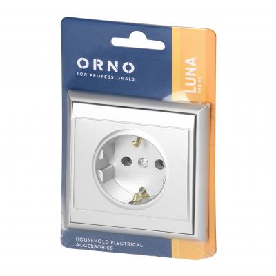 Gniazdo pojedyncze podtynkowe 2P+Z, Schuko Luna, 16A, 250V, PT-17L, srebrny (OR-OE-7605(GS)/G)
