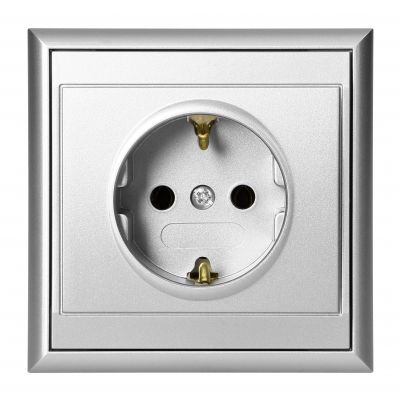 Gniazdo pojedyncze podtynkowe 2P+Z, Schuko Luna, 16A, 250V, PT-17L, srebrny (OR-OE-7605(GS)/G)