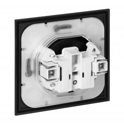 Gniazdo pojedyncze podtynkowe 2P+Z, bryzgoszczelne z klapką Luna, 16A, 250V, PT-16LH, czarny (OR-OE-7605/BB)