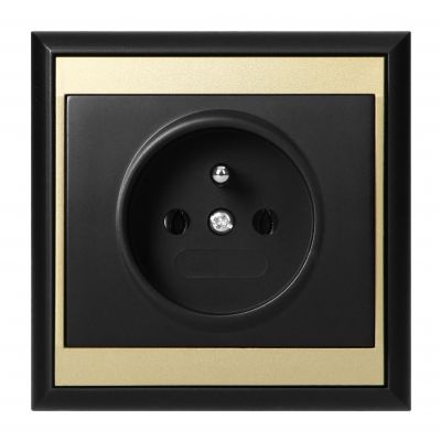 Gniazdo pojedyncze podtynkowe 2P+Z Luna, 16A, 250V, PT-16L, czarny/złoty (OR-OE-7605/BC)