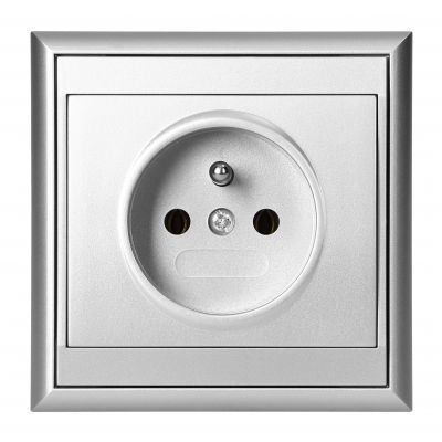 Gniazdo pojedyncze podtynkowe 2P+Z Luna, 16A, 250V, PT-16L, srebrny (OR-OE-7605/G)
