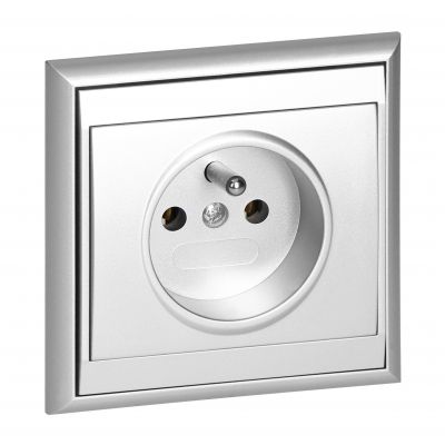 Gniazdo pojedyncze podtynkowe 2P+Z Luna, 16A, 250V, PT-16L, srebrny (OR-OE-7605/G)