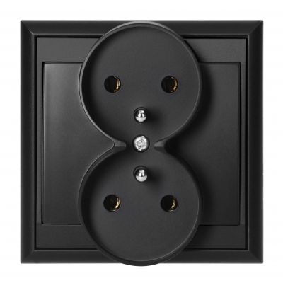 Gniazdo podwójne podtynkowe 2x2P+Z Luna, 16A, 250V, PT-6LR, czarny (OR-OE-7606/B)