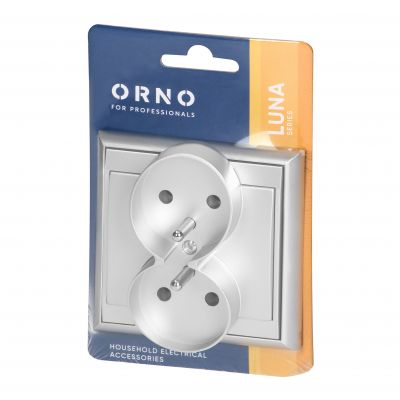 Gniazdo podwójne podtynkowe 2x2P+Z Luna, 16A, 250V, PT-6LR, srebrny (OR-OE-7606/G)