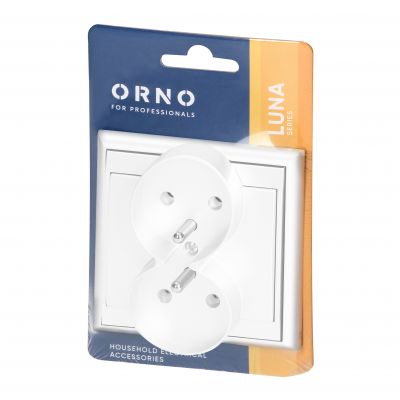Gniazdo podwójne podtynkowe 2x2P+Z Luna, 16A, 250V, PT-6LR, biały (OR-OE-7606/W)