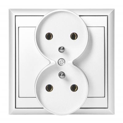 Gniazdo podwójne podtynkowe 2x2P+Z Luna, 16A, 250V, PT-6LR, biały (OR-OE-7606/W)