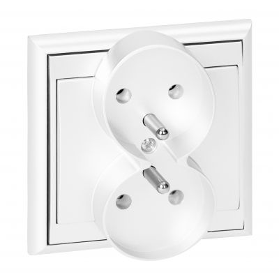 Gniazdo podwójne podtynkowe 2x2P+Z Luna, 16A, 250V, PT-6LR, biały (OR-OE-7606/W)