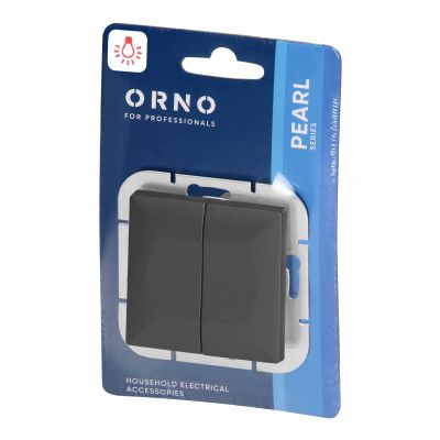 Łącznik świecznikowy podtynkowy z podświeleniem Pearl, 10A, 250V, WP-2P/S, czarny (OR-OE-7701/P/B)