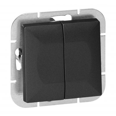 Łącznik świecznikowy podtynkowy z podświeleniem Pearl, 10A, 250V, WP-2P/S, czarny (OR-OE-7701/P/B)