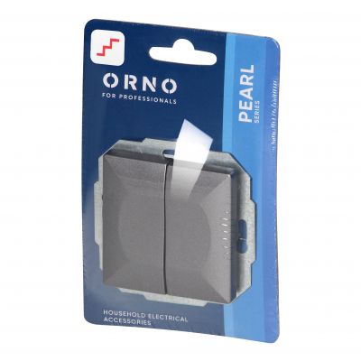 Łącznik podtynkowy schodowy podwójny Pearl, 10A, 250V, WP-2/5P, antracyt (OR-OE-7702/2/A)