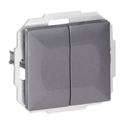 Łącznik podtynkowy schodowy podwójny Pearl, 10A, 250V, WP-2/5P, antracyt (OR-OE-7702/2/A)