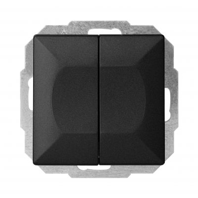 Łącznik podtynkowy schodowy podwójny Pearl, 10A, 250V, WP-2/5P, czarny (OR-OE-7702/2/B)