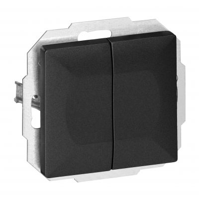 Łącznik podtynkowy schodowy podwójny Pearl, 10A, 250V, WP-2/5P, czarny (OR-OE-7702/2/B)