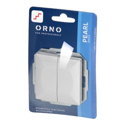 Łącznik podtynkowy schodowy podwójny Pearl, 10A, 250V, WP-2/5P, biały (OR-OE-7702/2/W)