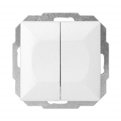 Łącznik podtynkowy schodowy podwójny Pearl, 10A, 250V, WP-2/5P, biały (OR-OE-7702/2/W)