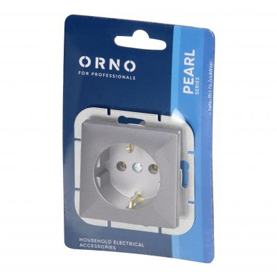 Gniazdo pojedyncze podtynkowe 2P+Z Schuko Pearl, 16A, 250V, PT-17P, antracyt (OR-OE-7705(GS)/A)
