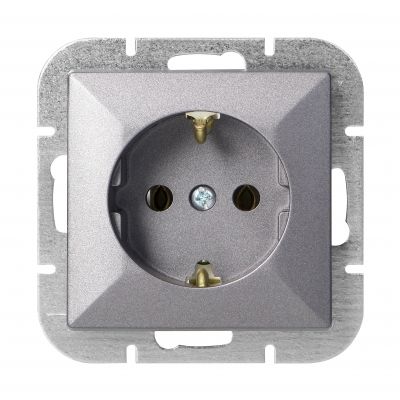 Gniazdo pojedyncze podtynkowe 2P+Z Schuko Pearl, 16A, 250V, PT-17P, antracyt (OR-OE-7705(GS)/A)