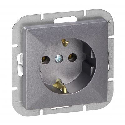 Gniazdo pojedyncze podtynkowe 2P+Z Schuko Pearl, 16A, 250V, PT-17P, antracyt (OR-OE-7705(GS)/A)