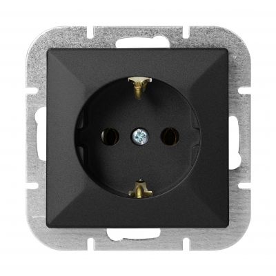 Gniazdo pojedyncze podtynkowe 2P+Z Schuko Pearl, 16A, 250V, PT-17P, czarny (OR-OE-7705(GS)/B)