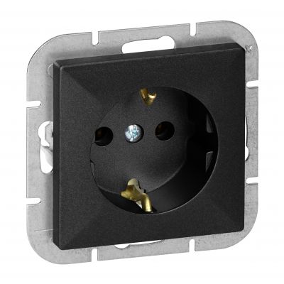 Gniazdo pojedyncze podtynkowe 2P+Z Schuko Pearl, 16A, 250V, PT-17P, czarny (OR-OE-7705(GS)/B)