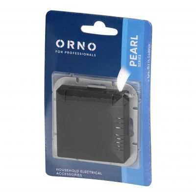 Gniazdo pojedyncze podtynkowe 2P+Z Schuko bryzgoszczelne z klapką Pearl, 16A, 250V, PT-17PH, czarny (OR-OE-7705(GS)/BB)