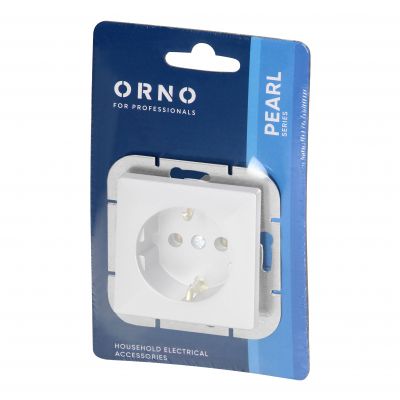 Gniazdo pojedyncze podtynkowe 2P+Z Schuko Pearl, 16A, 250V, PT-17P, biały (OR-OE-7705(GS)/W)