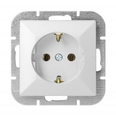 Gniazdo pojedyncze podtynkowe 2P+Z Schuko Pearl, 16A, 250V, PT-17P, biały (OR-OE-7705(GS)/W)