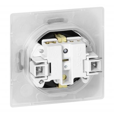 Gniazdo pojedyncze podtynkowe 2P+Z Schuko bryzgoszczelne z klapką Pearl, 16A, 250V, PT-17PH, biały (OR-OE-7705(GS)/WW)