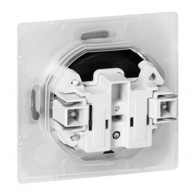 Gniazdo pojedyncze podtynkowe 2P+Z bryzgoszczelne z klapką Pearl, 16A, 250V, PT-16PH, czarny (OR-OE-7705/BB)