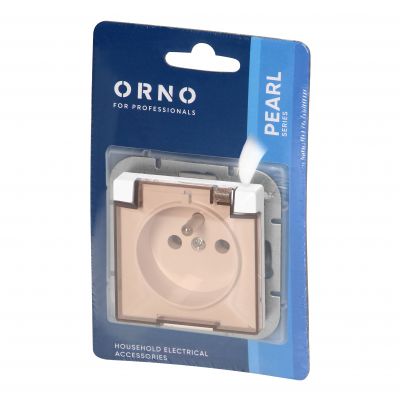 Gniazdo pojedyncze podtynkowe 2P+Z bryzgoszczelnie z klapką Pearl, 16A, 250V, PT-16PHL, biały (OR-OE-7705/WT)
