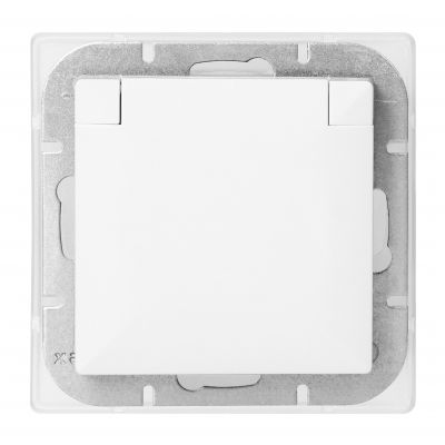 Gniazdo pojedyncze podtynkowe 2P+Z bryzgoszczelne z klapką Pearl, 16A, 250V, PT-16PH, biały (OR-OE-7705/WW)