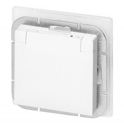 Gniazdo pojedyncze podtynkowe 2P+Z bryzgoszczelne z klapką Pearl, 16A, 250V, PT-16PH, biały (OR-OE-7705/WW)