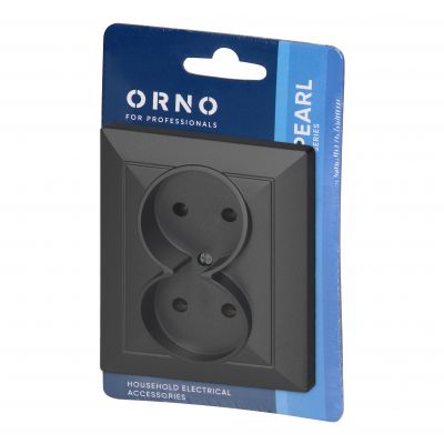 Gniazdo podwójne podtynkowe 2x2P Pearl, 16A, 250V, PT-5 P, czarny (OR-OE-7706/2P/B)