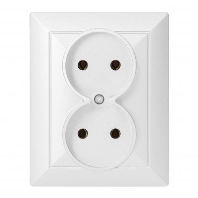 Gniazdo podwójne podtynkowe 2x2P Pearl, 16A, 250V, PT-5 P, biały (OR-OE-7706/2P/W)