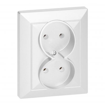 Gniazdo podwójne podtynkowe 2x2P Pearl, 16A, 250V, PT-5 P, biały (OR-OE-7706/2P/W)