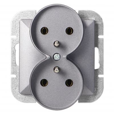 Gniazdo podwójne podtynkowe 2x2P+Z Pearl, 16A, 250V, PT-6 PR, antracyt (OR-OE-7706/A)