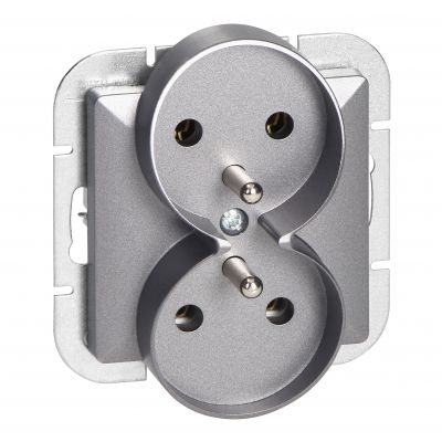 Gniazdo podwójne podtynkowe 2x2P+Z Pearl, 16A, 250V, PT-6 PR, antracyt (OR-OE-7706/A)