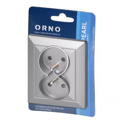 Gniazdo podwójne podtynkowe 2x2P+Z Pearl, 16A, 250V, PT-6 P, antracyt (OR-OE-7706/K/A)