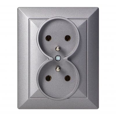 Gniazdo podwójne podtynkowe 2x2P+Z Pearl, 16A, 250V, PT-6 P, antracyt (OR-OE-7706/K/A)