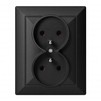 Gniazdo podwójne podtynkowe 2x2P+Z Pearl, 16A, 250V, PT-6 P, czarny (OR-OE-7706/K/B)