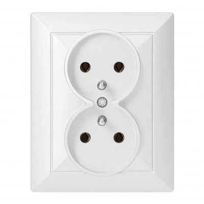 Gniazdo podwójne podtynkowe 2x2P+Z Pearl, 16A, 250V, PT-6 P, biały (OR-OE-7706/K/W)