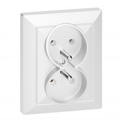 Gniazdo podwójne podtynkowe 2x2P+Z Pearl, 16A, 250V, PT-6 P, biały (OR-OE-7706/K/W)
