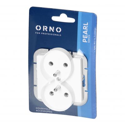 Gniazdo podwójne podtynkowe 2x2P+Z Pearl, 16A, 250V, PT-6 PR, biały (OR-OE-7706/W)