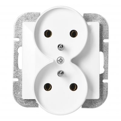 Gniazdo podwójne podtynkowe 2x2P+Z Pearl, 16A, 250V, PT-6 PR, biały (OR-OE-7706/W)